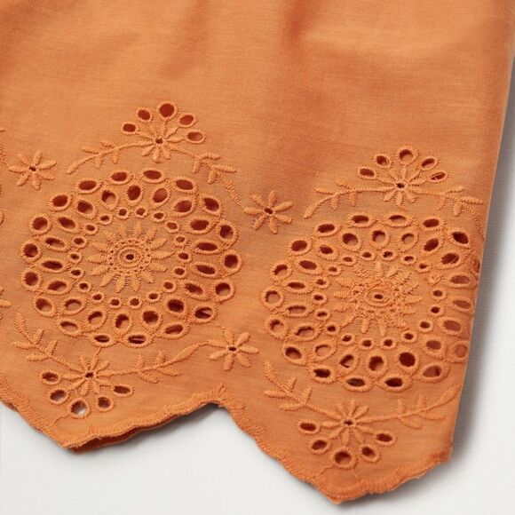 Mango Embroidered Cotton Shorts Orange - Picture 4 of 8